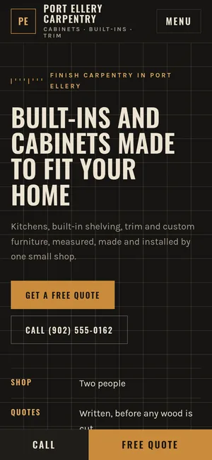 The same sample website on a phone