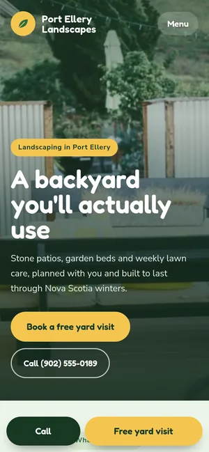 The same sample website on a phone